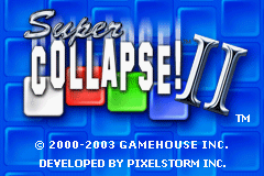 Super Collapse II title screen for GameBoy Advance